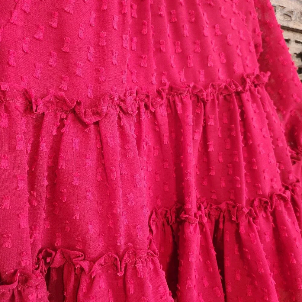 Pippa & Julie Clip Dot  Burgundy Dress, 18 months - Picture 2 of 5